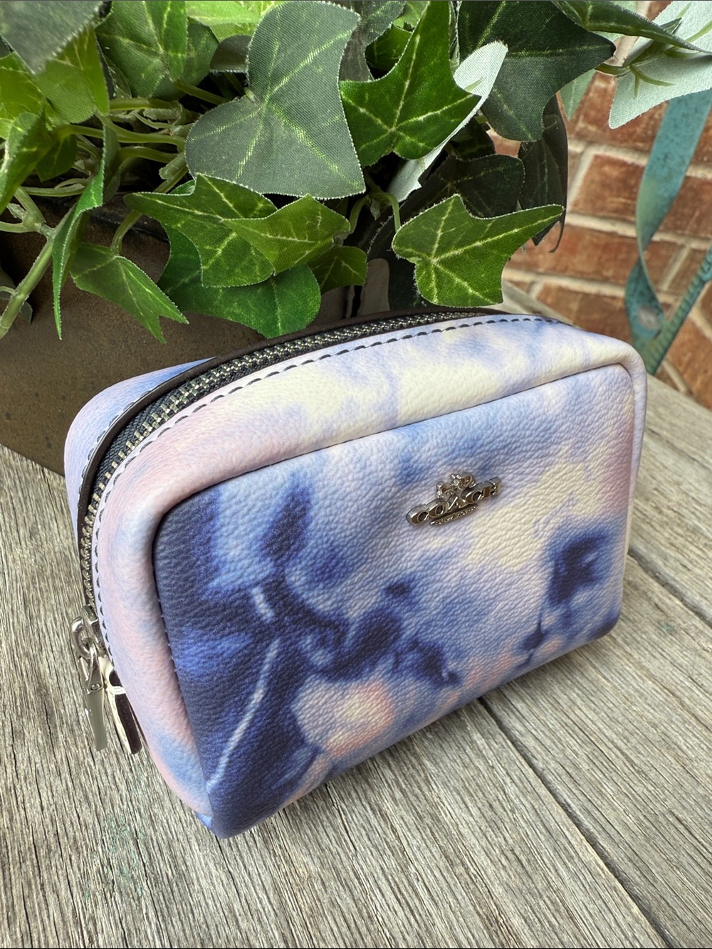 COACH Pastel Blue and Pink Tie-Dye Cosmetic Pouch - Picture 2 of 12